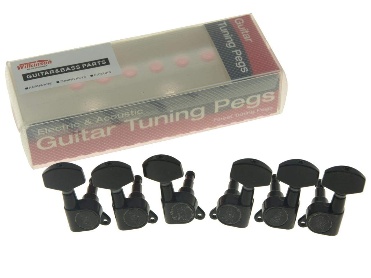 Wilkinson 3L3R Black E-Z Post Guitar Tuners EZ Post Guitar Tuning Keys Pegs Machine Heads for Acoustic Guitars